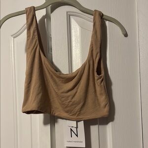 Naked Wardrobe Tan Fitted Crop Tank Top